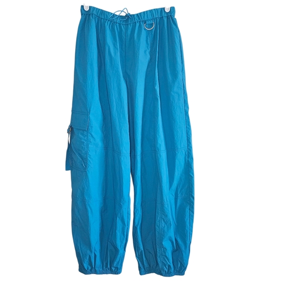 Urban Outfitters Jana Nylon Balloon High-Rise Cargo Pants Pull On Dance Blue M - Picture 2 of 8